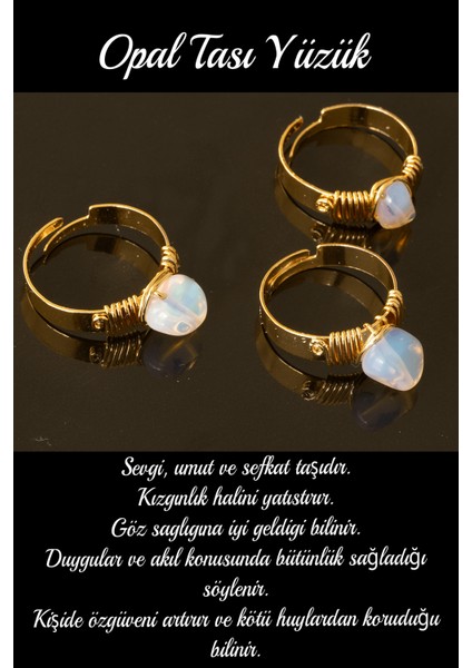 Sertifikalı Kalın Tımbıl Model Opal Taşı Yüzük - Ayarlamalı fiyatları