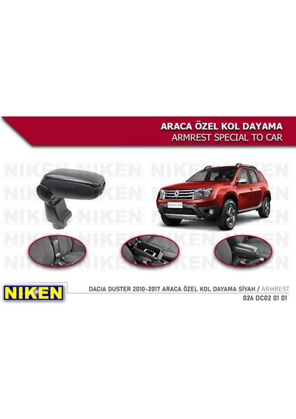 Dacia Duster Kol Dayama Kolçak Vidasız Konsol Niken 2010 / 2017