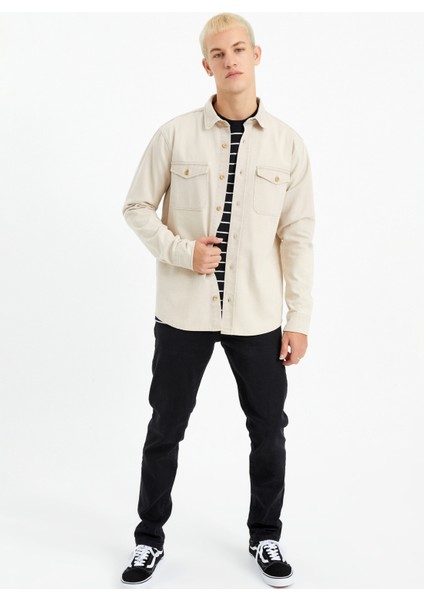 Normal Düz Taş Erkek Gömlek TC3001YIKAMALI Gabardin