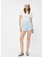 Rachel Araz x Koton Mavi - Beyaz Kadın Kısa Ekose Şort 2