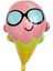 Gözlüklü Gülümseyen Ice Cream Külahta Dondurma Şeklinde Folyo Balon 66X51 cm 1 Adet Hawa 1