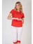 Pamuklu Kadın Kısa Kol Kaprili Pijama Takım 2