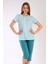 Pamuklu Kadın Tamamı Düğmeli Kısa Kol Kaprili Pijama Takım 1