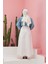 2195-MEVLANA Denim Etek Beyaz 5