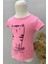 Kız Çocuk Kedi Baskılı Kısa Kollu T-Shirt 219341 Pembe 2