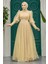 Tesettür Abiye Elbise - Simli Gold Tesettür Abiye Elbise 23041GOLD 1