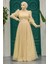 Tesettür Abiye Elbise - Simli Gold Tesettür Abiye Elbise 23041GOLD 2