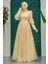Tesettür Abiye Elbise - Simli Gold Tesettür Abiye Elbise 23041GOLD 3