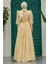 Tesettür Abiye Elbise - Simli Gold Tesettür Abiye Elbise 23041GOLD 4