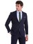 Lacivert D. Slim Fit Mono Yaka Desenli Klasik Takım Elbise 2