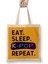 Eat Sleep Kpop Repeat Funny Quote Bez Çanta Uzun Saplı 1