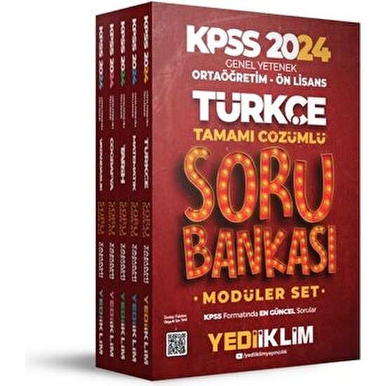 Yediiklim Yayınları 2024 KPSS Ortaöğretim-Ön Lisans Genel Yetenek Genel Kültür Tamamı Çözümlü Modüler Soru Bankası