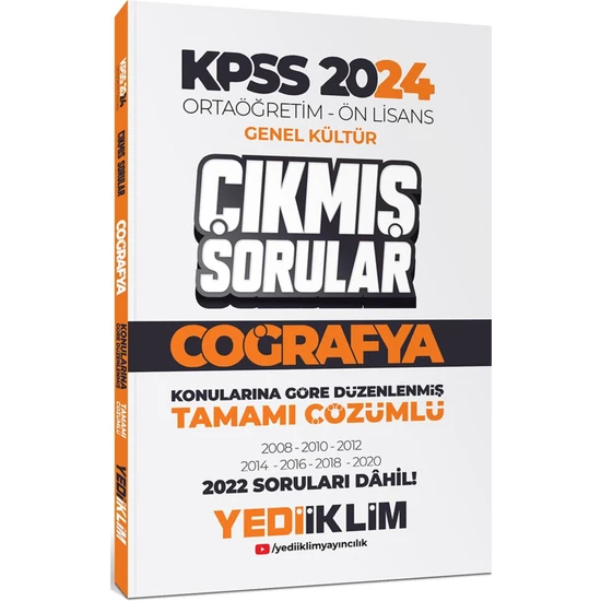 Yediiklim Yayınları KPSS 2024 Ortaöğretim-Önlisans Coğrafya Konularına Göre Çıkmış Sorular