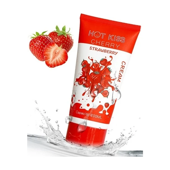 Erofoni Hot Kiss Strawberry Büyük Boy Çilek Aromalı Su Bazlı Kayganlaştırıcı Jel 200 ml