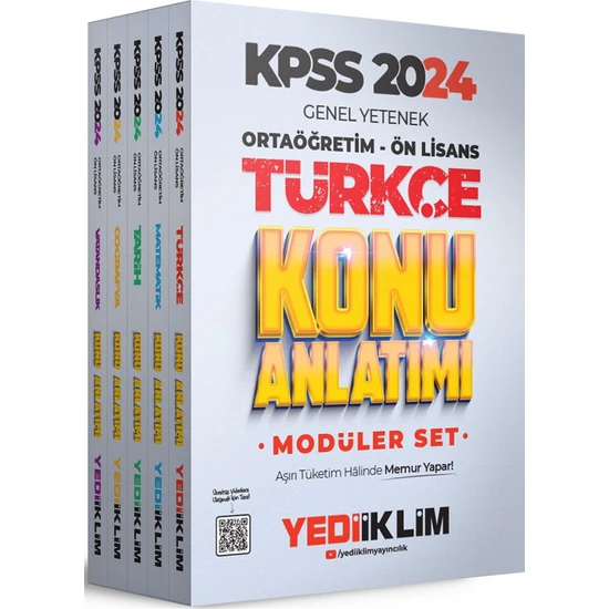 Yediiklim Yayınları 2024 KPSS Ortaöğretim Önlisans Genel Yetenek Genel Kültür Konu Anlatımlı Modüler Set
