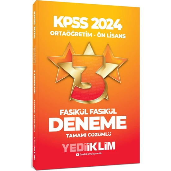 Yediiklim Yayınları 2024 KPSS Ortaöğretim Ön Lisans Fasikül Fasikül Tamamı Çözümlü 3 Deneme