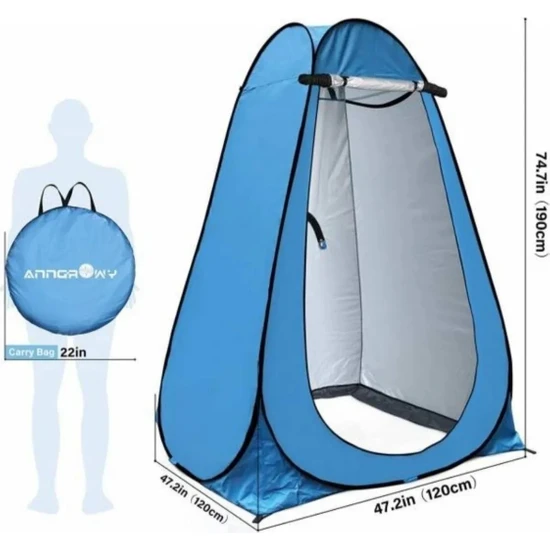 Morponi Portatif Giyinme Duş Çadırı Mavi  120x120×190