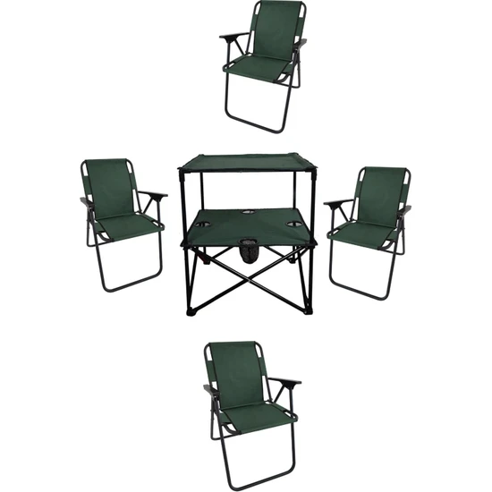 MET35 Katlanır Masa + 4 Adet Katlanır Piknik Sandalye