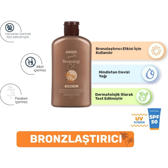 Angie Sun Bronzing Oil Bronzlastırıcı Yağ (Vegan) 200 ml