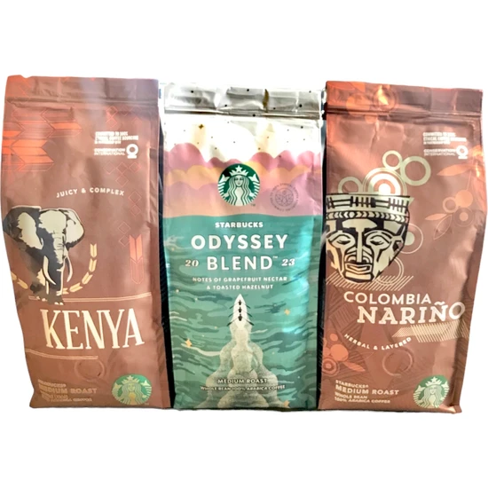 Starbucks Kenya & Odyssey Blend & Colombia Filtre Kahve 3 x 250 gr