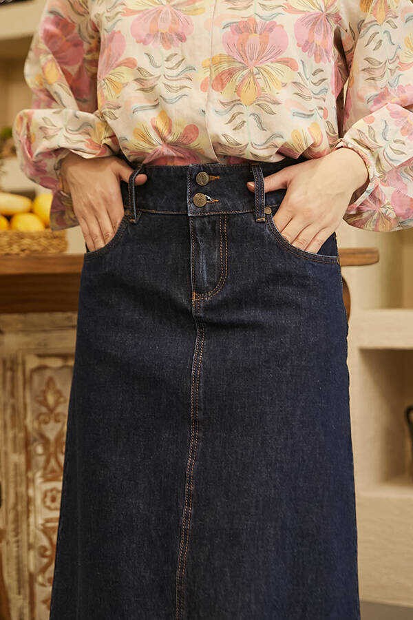 Neways 2252-DENIM Püsküllü Etek Lacivert görsel 2