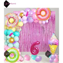 Bkmc Yaz Sıcaklığında Doğum Gününüzü Serinletecek Donutlı Dondurmalı Dolu Dolu Doğum Günü Parti Seti Süsü