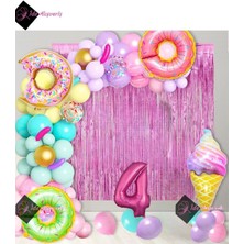 Bkmc Yaz Sıcaklığında Doğum Gününüzü Serinletecek Donutlı Dondurmalı Dolu Dolu Doğum Günü Parti Seti Süsü