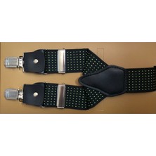 Kemer Sepeti Siyah Açık Sarı Noktalı Pantolon Askısı 3 Klipsli