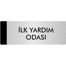 Özarslan Dizayn Metal Yönlendirme Levhası Departman Kapı İsimliği Ilk Yardım Odası 5 x 20 cm Gümüş