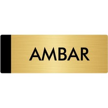 Özarslan Dizayn Metal Yönlendirme Levhası Departman Kapı İsimliği Ambar 5 x 20 cm Altın