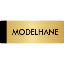 Özarslan Dizayn Metal Yönlendirme Levhası, Departman Kapı Isimliği Modelhane 5X20 cm Altın Renk