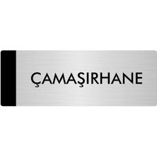 Özarslan Dizayn Metal Yönlendirme Levhası Departman Kapı İsimliği Çamaşırhane 10 x 20 cm Gümüş