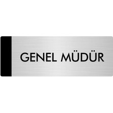 Özarslan Dizayn Metal Yönlendirme Levhası Departman Kapı İsimliği Genel Müdür 10 x 20 cm Gümüş