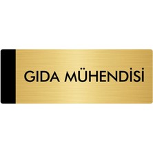 Özarslan Dizayn Metal Yönlendirme Levhası, Departman Kapı Isimliği Gıda Mühendisi 10X20 cm Altın Renk