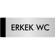 Özarslan Dizayn Metal Yönlendirme Levhası Departman Kapı İsimliği Erkek Wc 5 x 20 cm Gümüş
