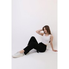 Diaves Siyah Renk Keten Karışımlı Bol Kesim Pantolon
