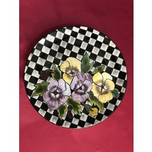 Limoncello Çini Atölyesi Dekoratif Mackenzie Formda El Yapımı Hediyelik Çini Tabak 30 cm