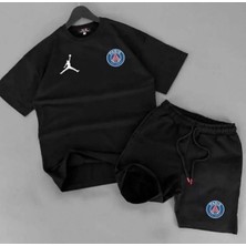 Amor Man Büyük Beden Özel Tasarım Paris Baskılı Pamuk Dış Mekan Erkek T-Shırt Şort Takımı