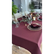 Decamor Home Keten Dokulu Dertsiz Leke Tutmaz Mürdüm Masa Örtüsü