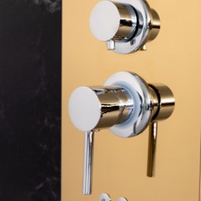 Decordem Banora Infinity Lux Duş Paneli, 5 Fonksiyonlu, Paslanmaz Çelik, Tepe Duş, Şelale Sistem, Altın