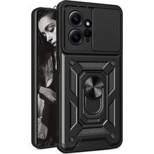 MTK Moveteck Xiaomi Redmi Note 12 4g Kılıf Kamera Korumalı Sürgülü Yüzüklü Armor Military Tank Kapak Sürgülü Pars