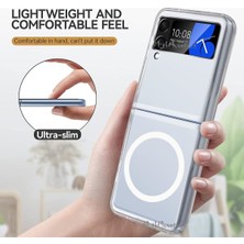 MTK Moveteck Samsung Galaxy Z Flip 4 Uyumlu Kılıf Magsafe Wireless Şarj Destekli Şeffaf Kapak Magnetic Crystal Darbe Emici Case