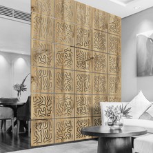 Makta Ahşap Seperatör Geometrik Tema Lazer Kesim 40x40 cm Panel Levha Seti