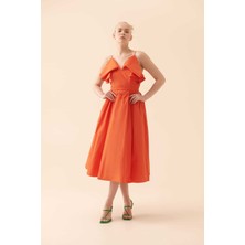 ROMAN Askılı Sırt Dekolteli Elbise Oranj Y2311319_011