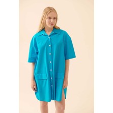 ROMAN Düğmeli Elbise Mavi Y2311028_036