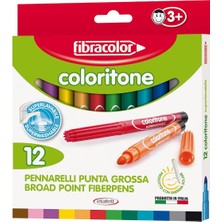 Xnews Fibracolor 19540SW012SE Fibracolor Coloritone Kalın Keçeli Kalem 12 Renk