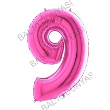 Bal10 Dünyası Fuşya Pembe Folyo Rakam Balon 100 cm 9