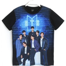 DobaKids Bts K-Pop Grubu 3D Baskılı Kız Çocuk T-Shirt Siyah