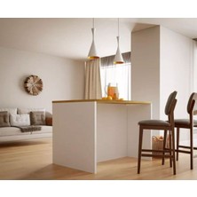 T Designo Bihter Mutfak Adası Alt Modül 120 cm Beyaz Tezgah Dahil