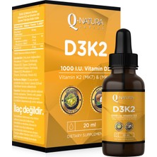 Q Natura Series D3K2 20 ml - Organik Zeytinyağı + Mtc Oil